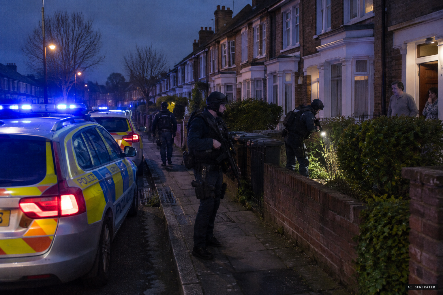 Armed officers and marksmen patrol the streets.