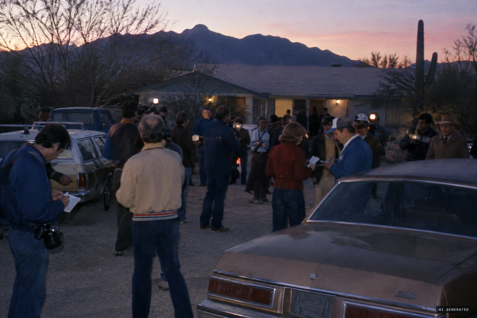 December 6, 1983: Rogo arrives to find about 20 reporters, friends and volunteers at the house