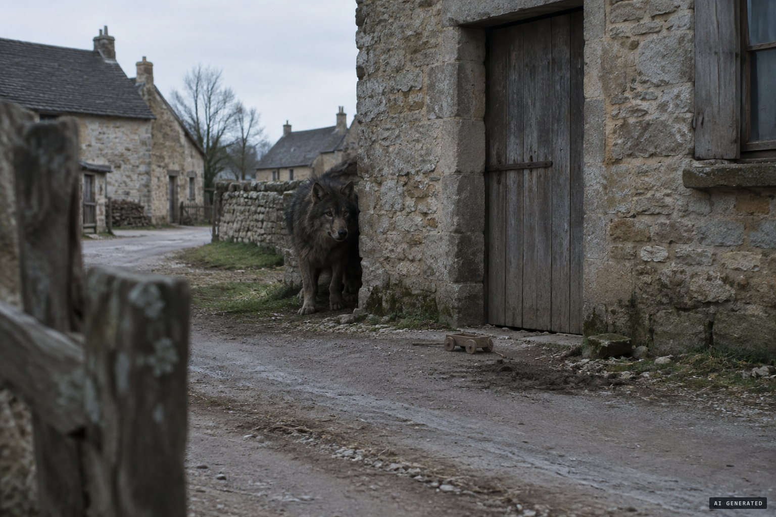 A young child plays in front of the house at Mailly-la-Ville
