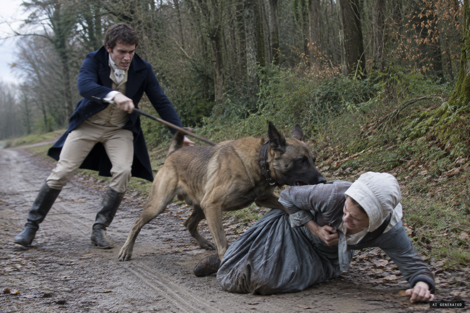 At Fontenay a young man rescues a girl from 'a large mastiff'