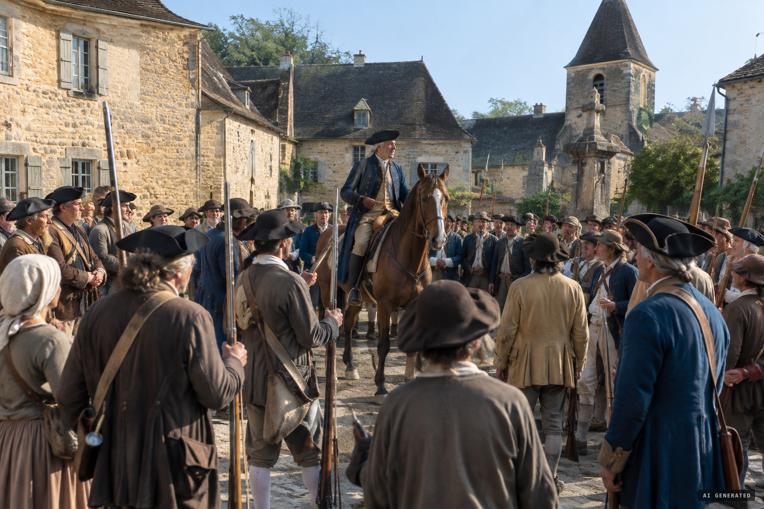 Sieur Dubex de Descamps assembles more than a hundred guns for the hunt.