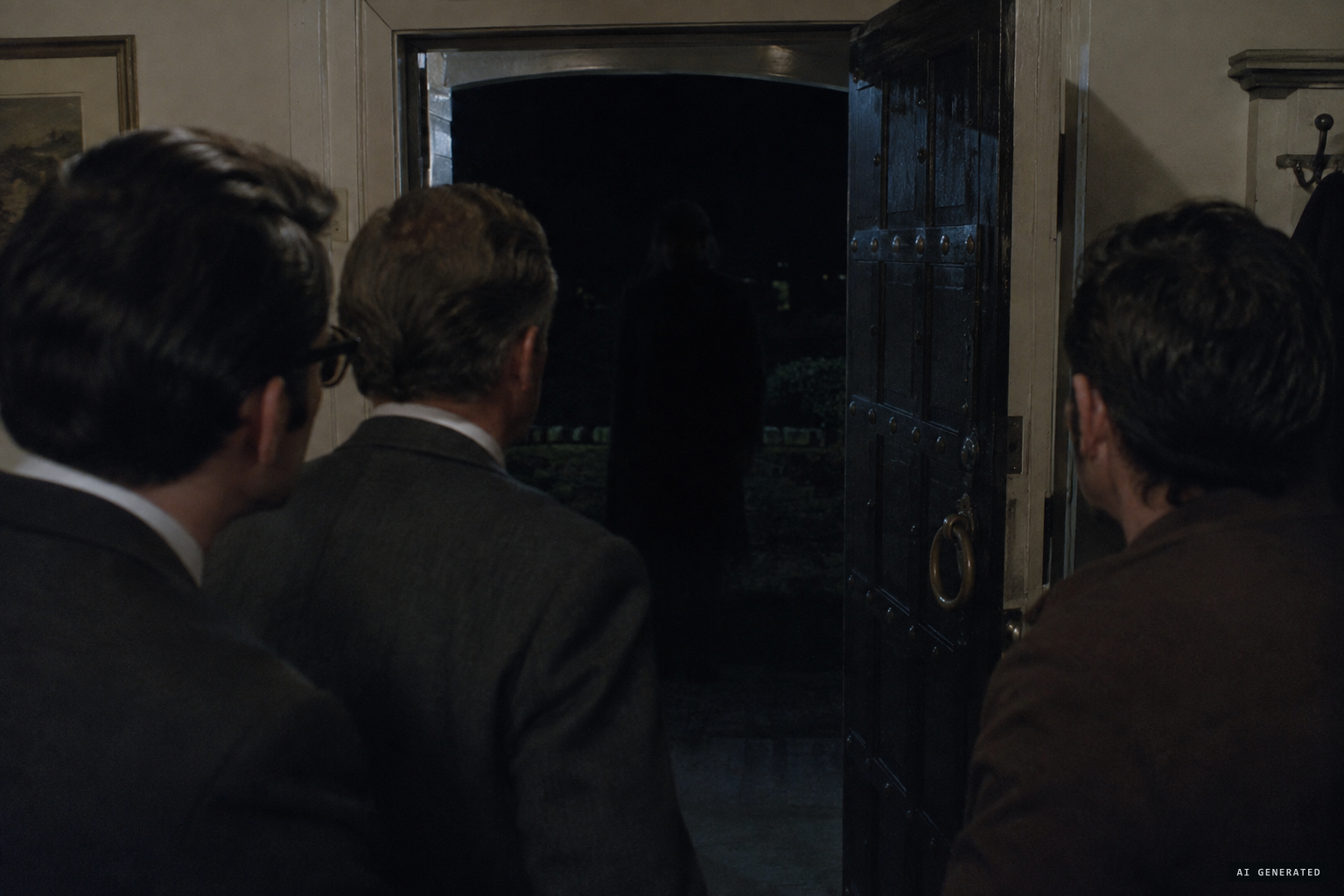A figure outside the door that they could not make out
