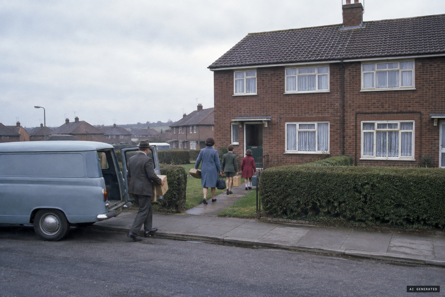 The Pritchards move into 30 East Drive on the Chequerfield Estate