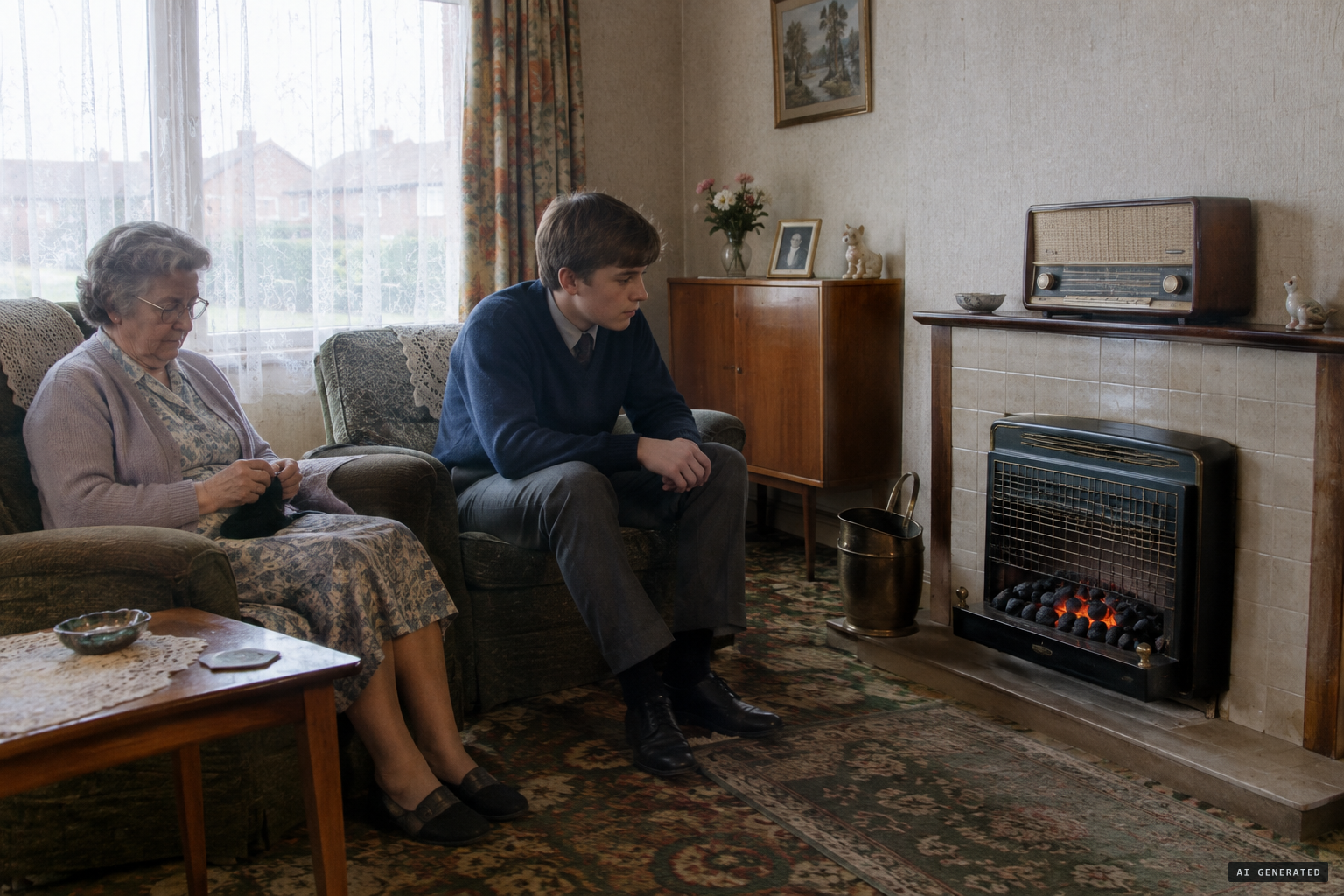 Phillip stays home with his grandmother, Sarah Scholes