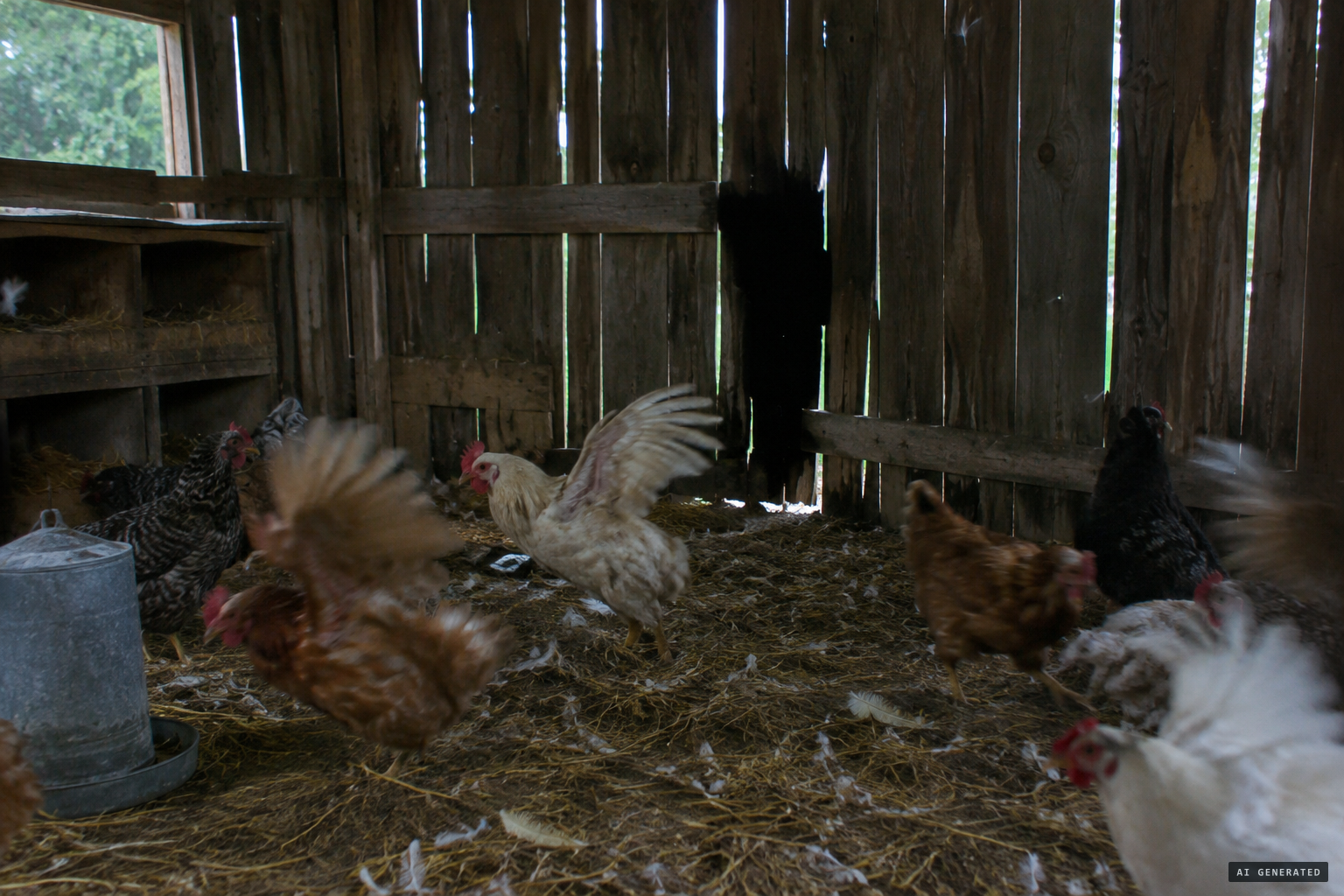 Something unseen harasses the chickens in the family's barn.