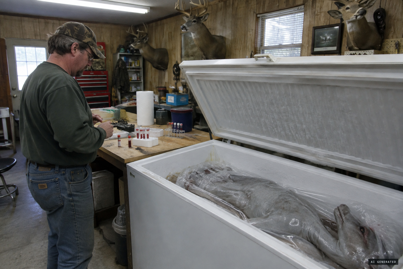Butler keeps the carcass frozen and sends blood samples to Texas A&M.