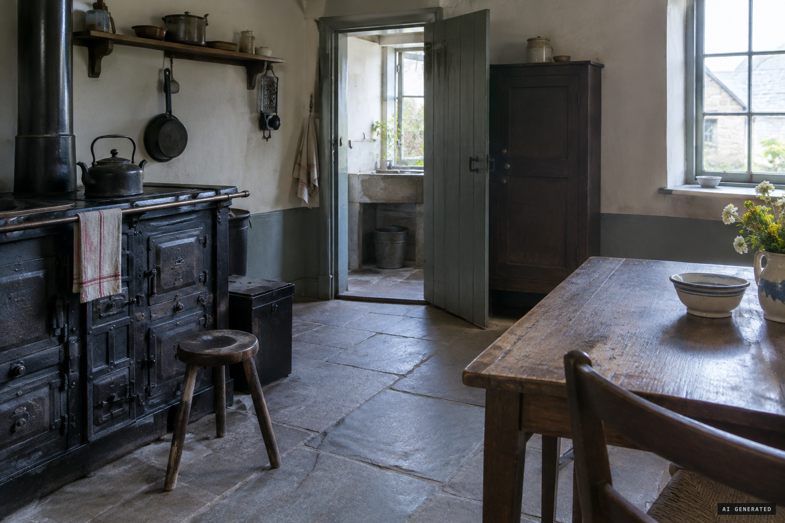 The kitchen and wash-house where the unexplained disturbances happened
