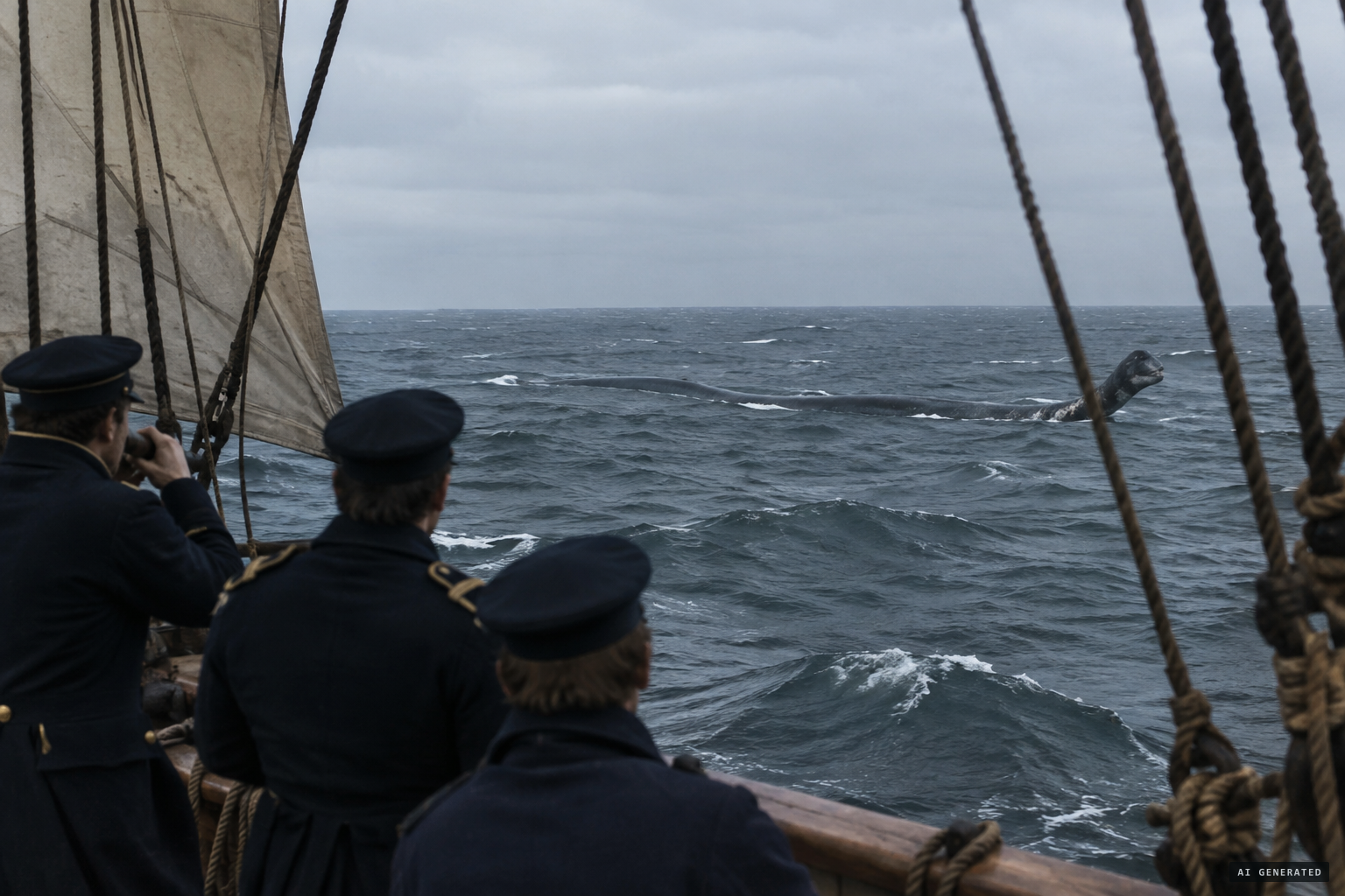 HMS Daedalus sights an enormous serpent in the South Atlantic