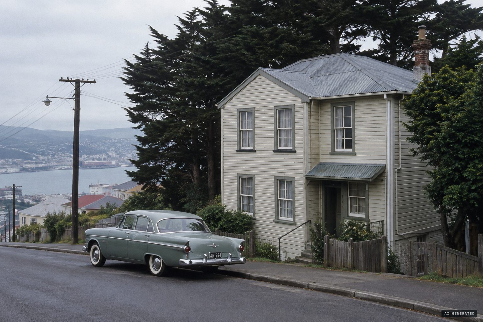 Ohiro Lodge at 145 Ohiro Road, with its old macrocarpa trees