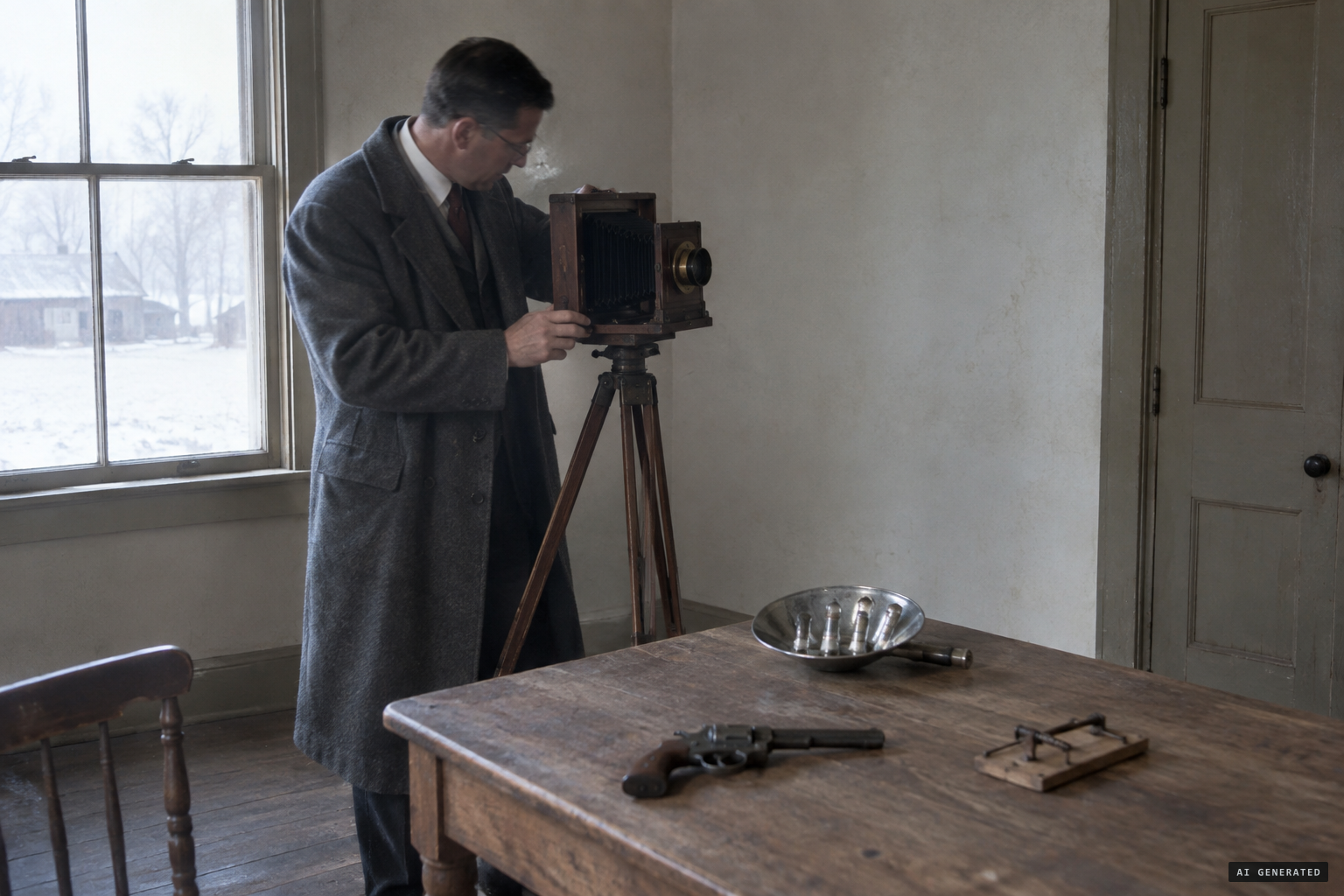 Walter Franklin Prince arrives with traps, a revolver and a flash camera
