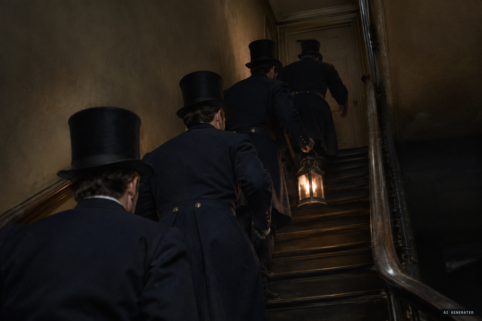 Four constables go in to search the haunted bedroom