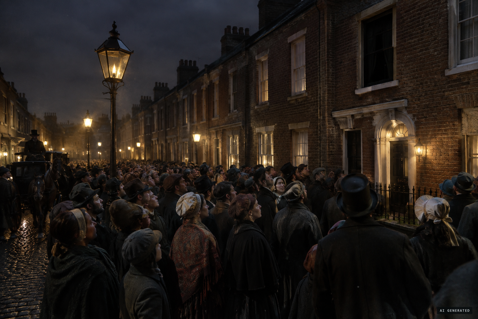 Hundreds block the street listening for slamming doors and moans