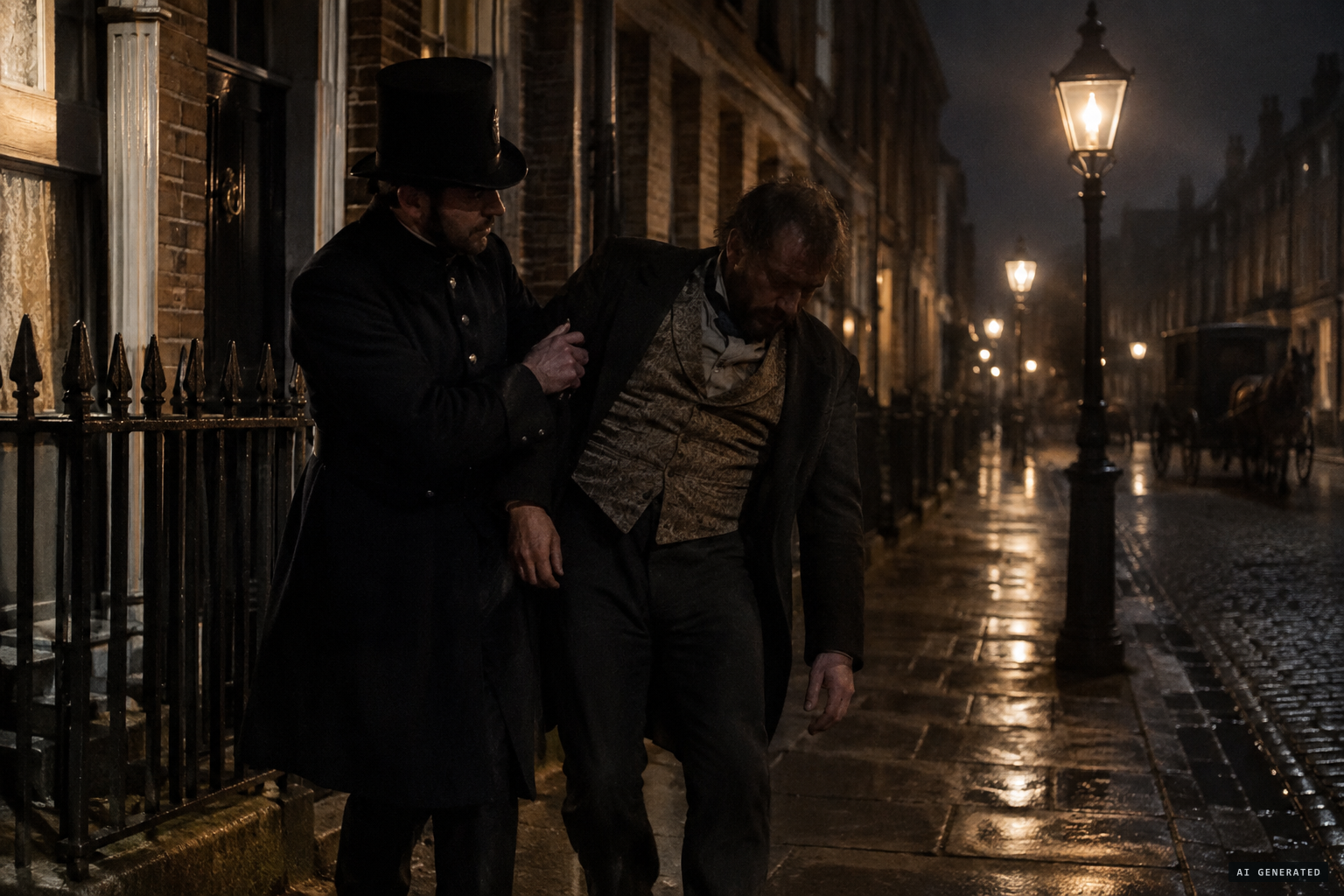 PC Robert Clark arrests the drunken landlord outside the house