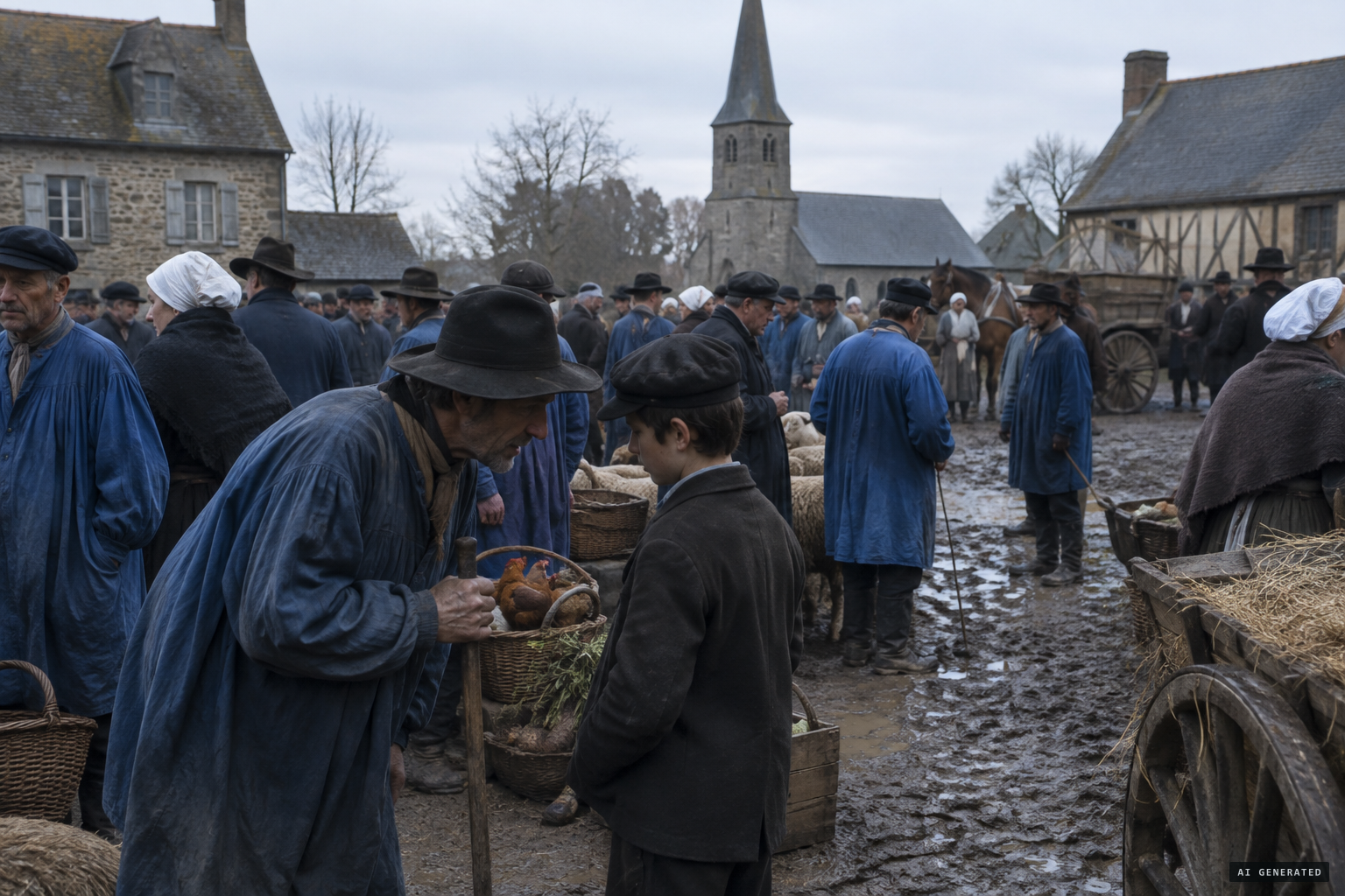 At the auction, the shepherd Félix Thorel approaches the younger boy