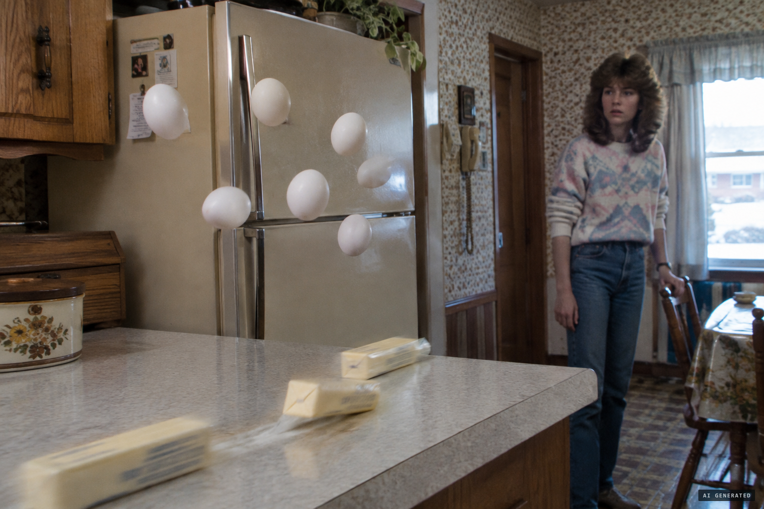 Eggs seem to pass through the fridge door and butter creeps across the counter