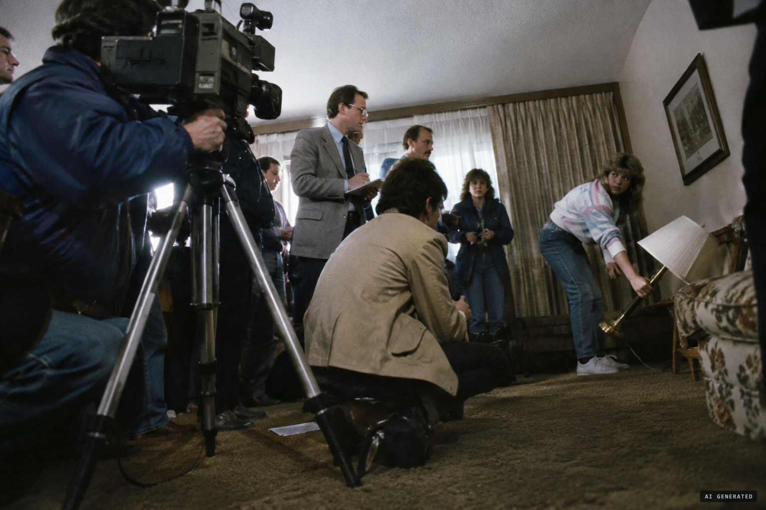 Drew Hadwal's forgotten camera catches Tina yanking a lamp to the floor