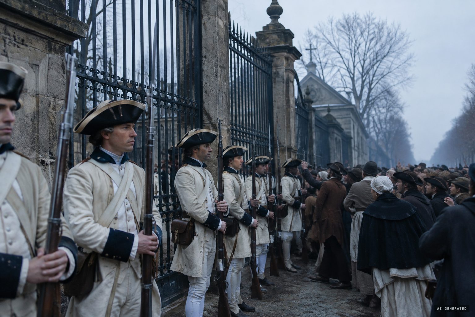 Soldiers seal the cemetery gates by royal ordinance