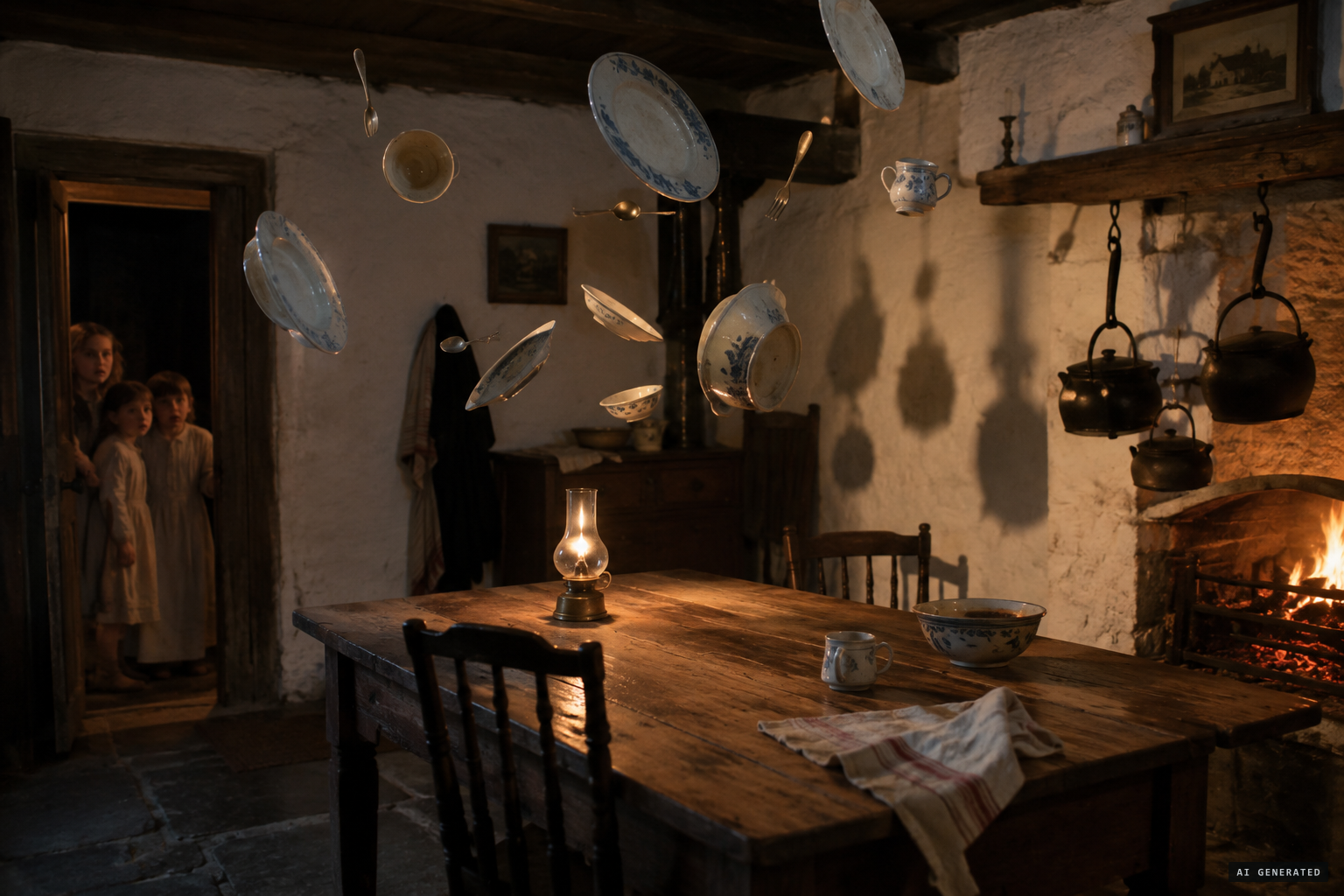 Plates and pots hurl themselves across the kitchen