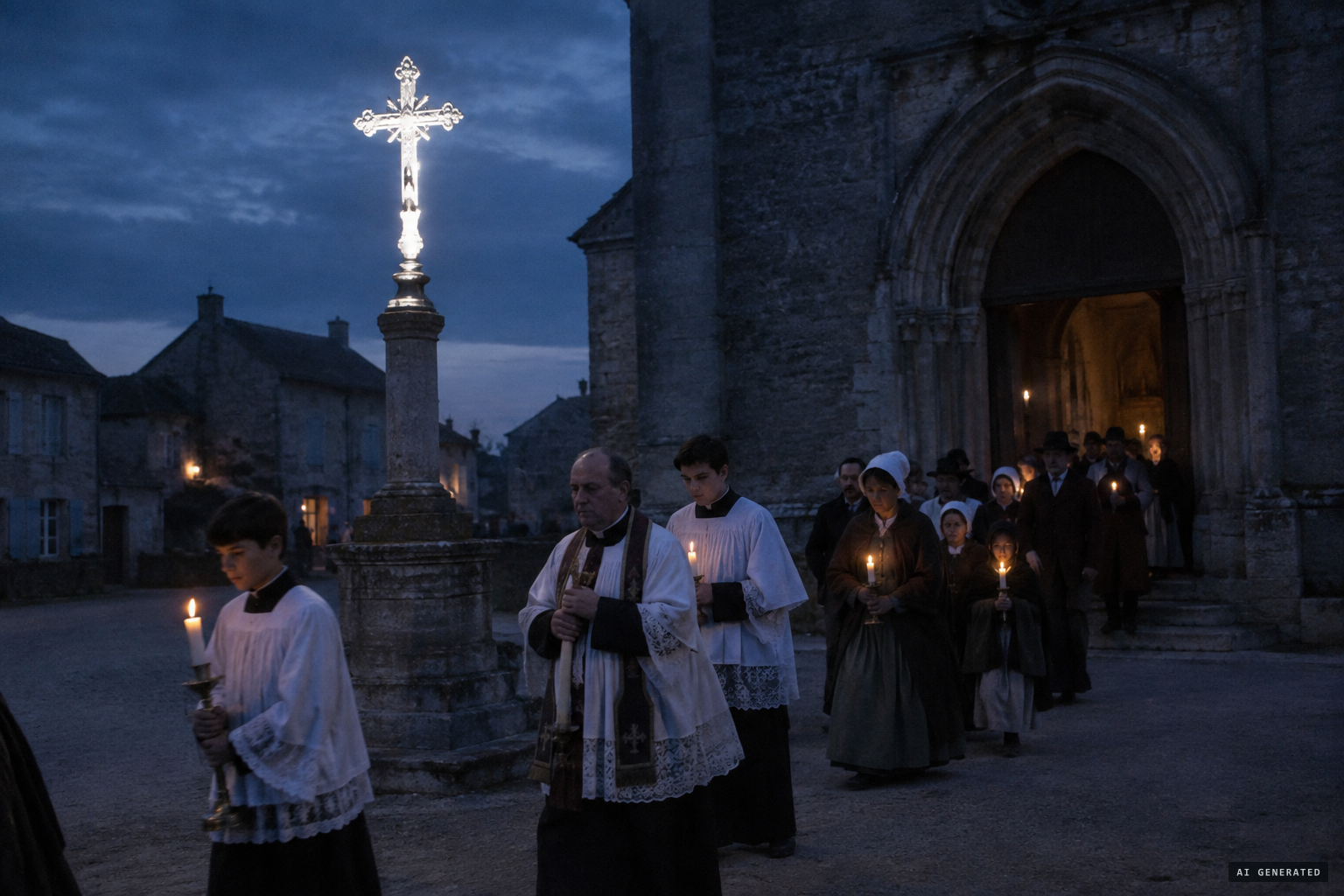 For nearly half an hour the cross holds still, brighter as night falls
