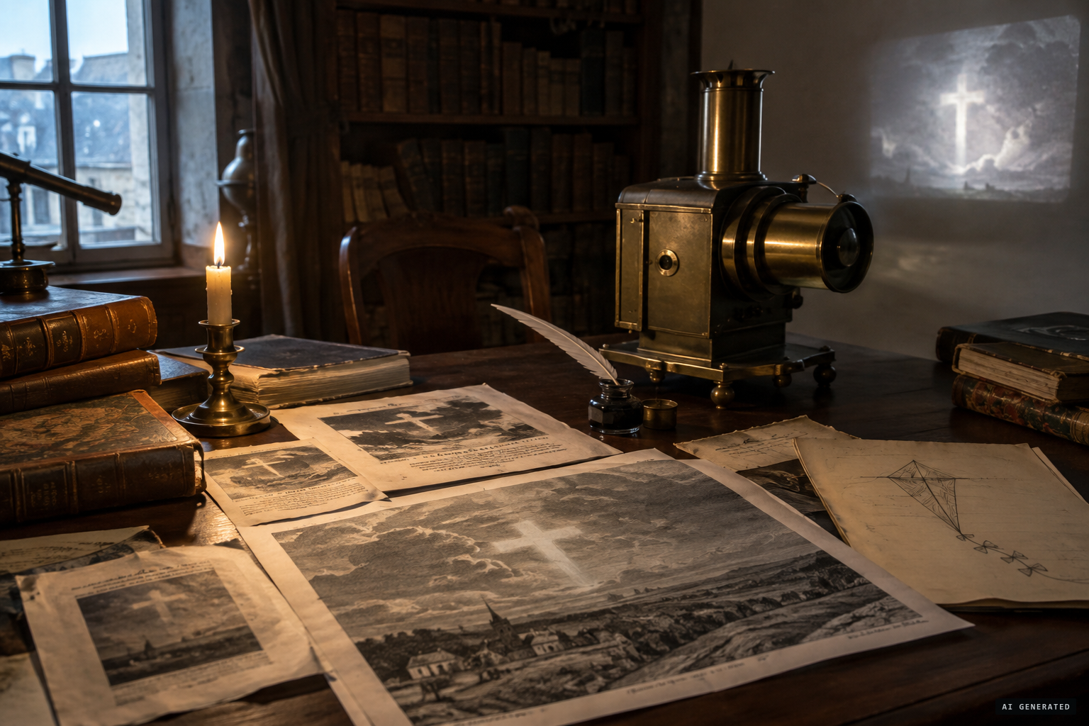 Pamphlets and theories: sun pillar, magic lantern, kite