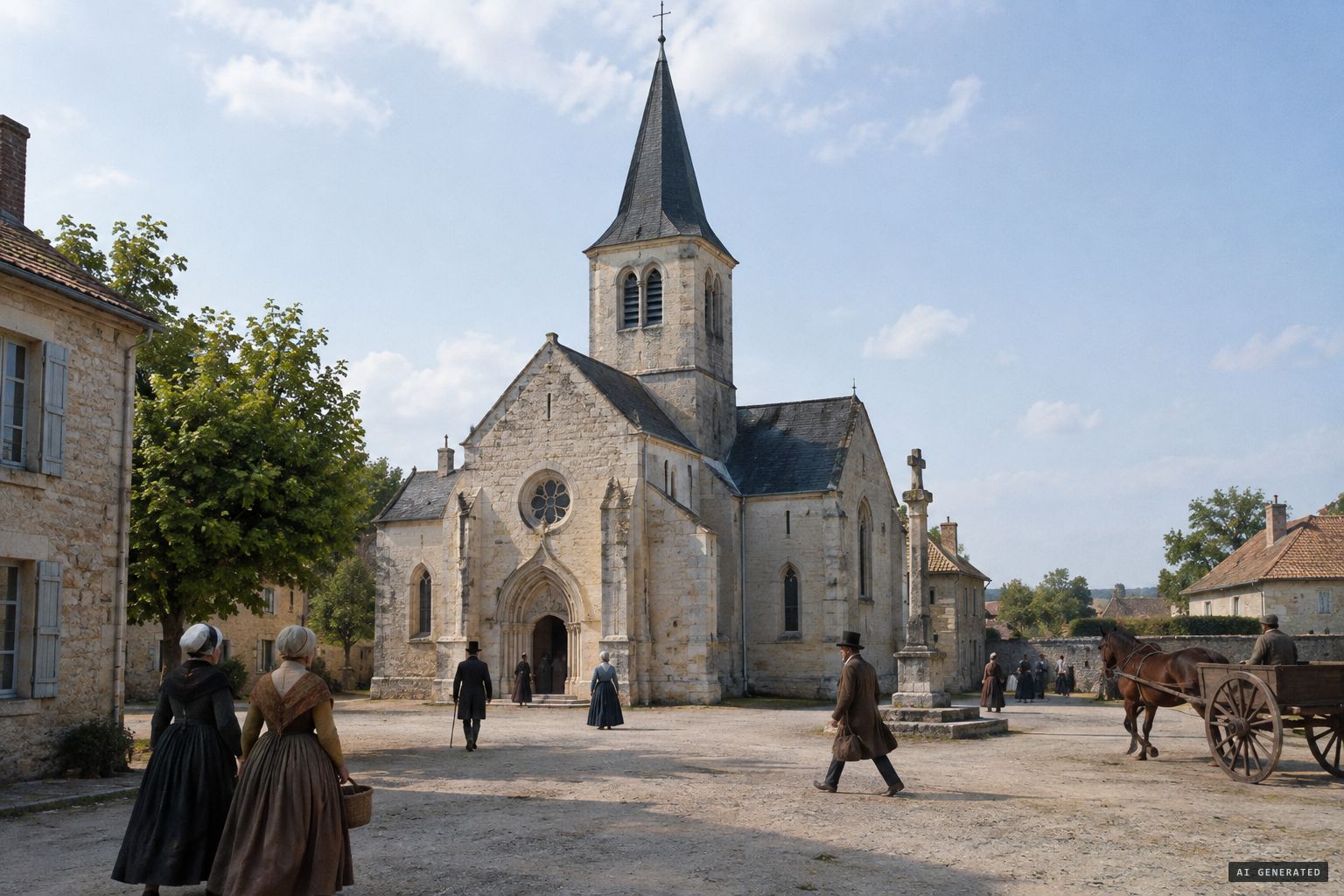 The church rebuilt in a cross shape, turned to the axis of the apparition