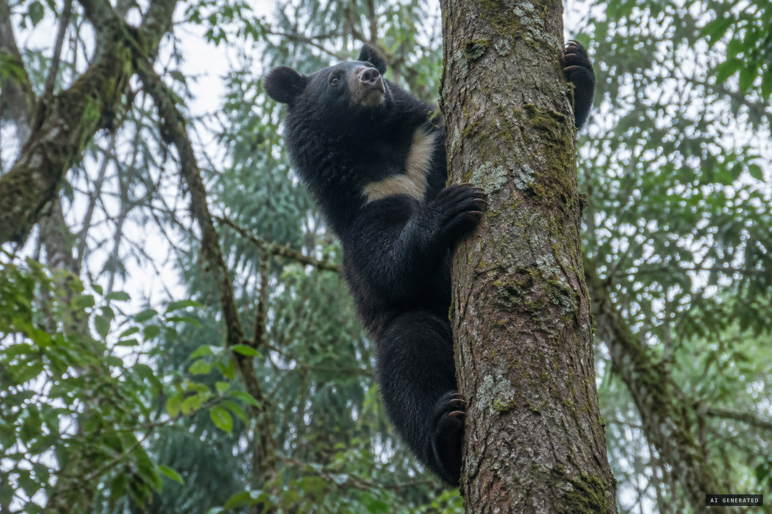 Young Asiatic black bears spend much of their time in trees