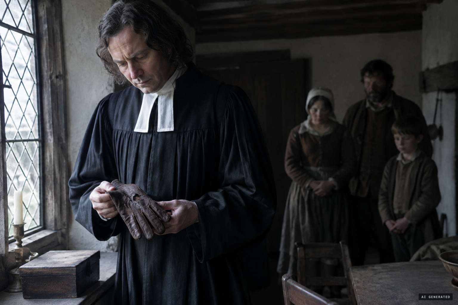 The Barnstaple minister examines the torn glove himself