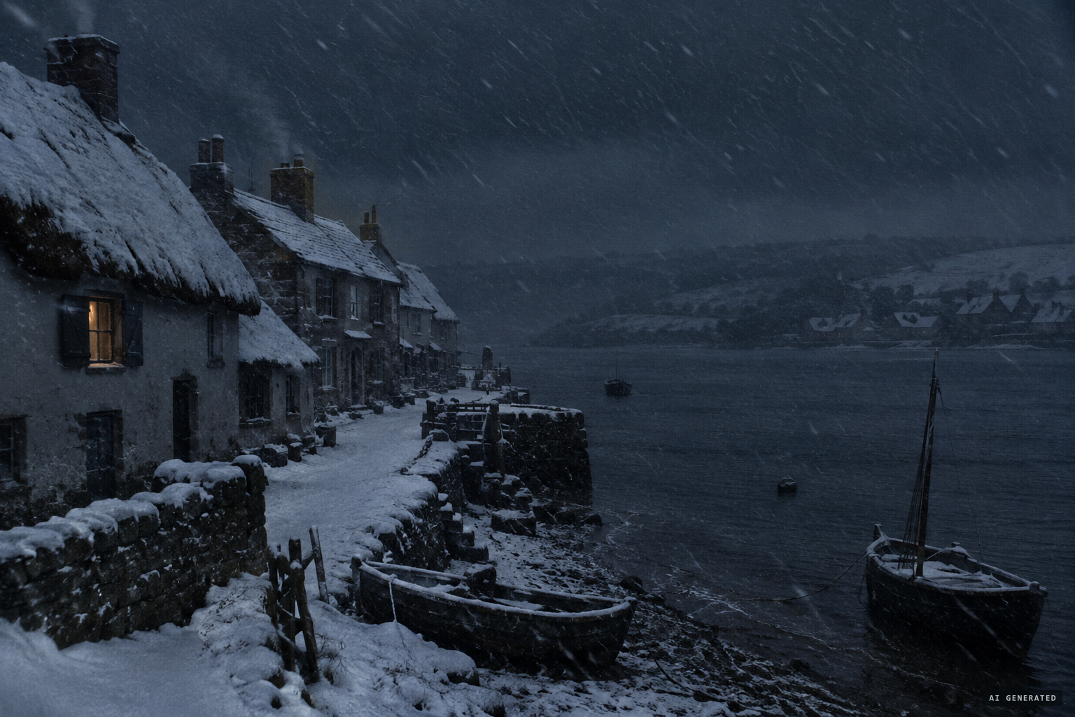 Snow and freezing rain fall on the sleeping villages of the Exe Estuary, 8 February 1855.