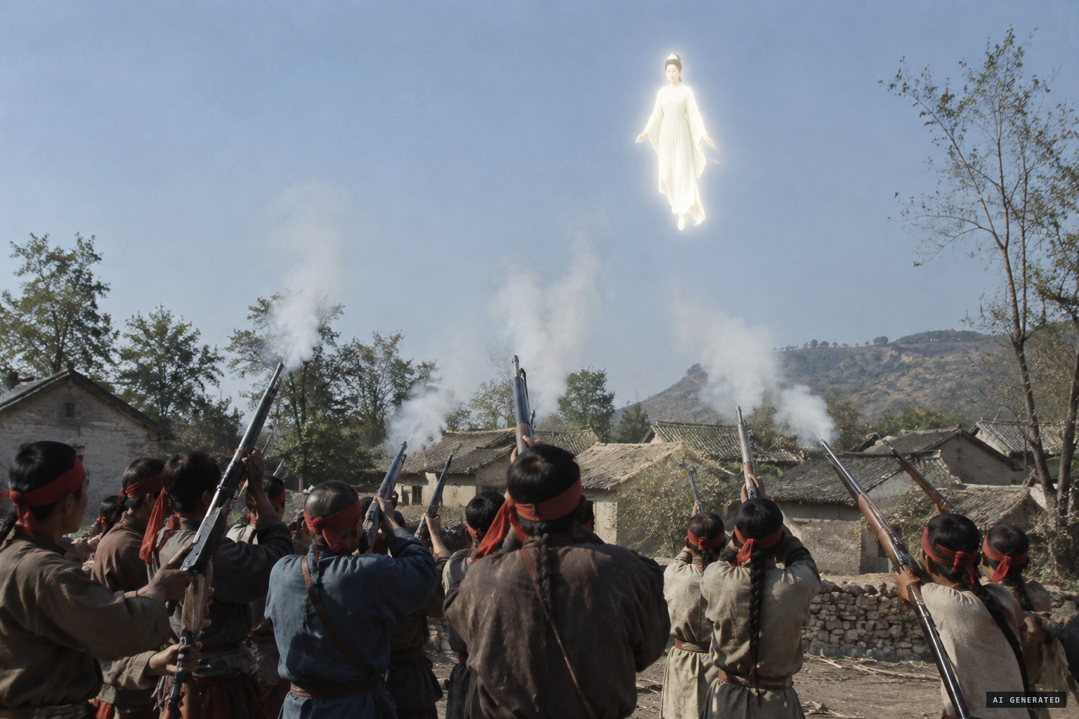 The Boxers shoot at the image, but it remains intact