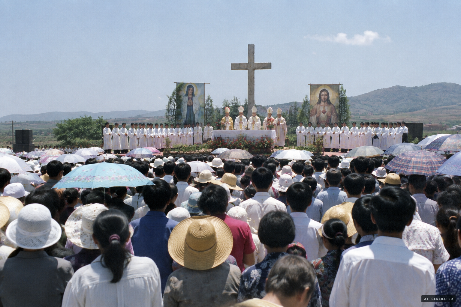 Some 30,000 pilgrims gather for morning Mass on the eve of the feast