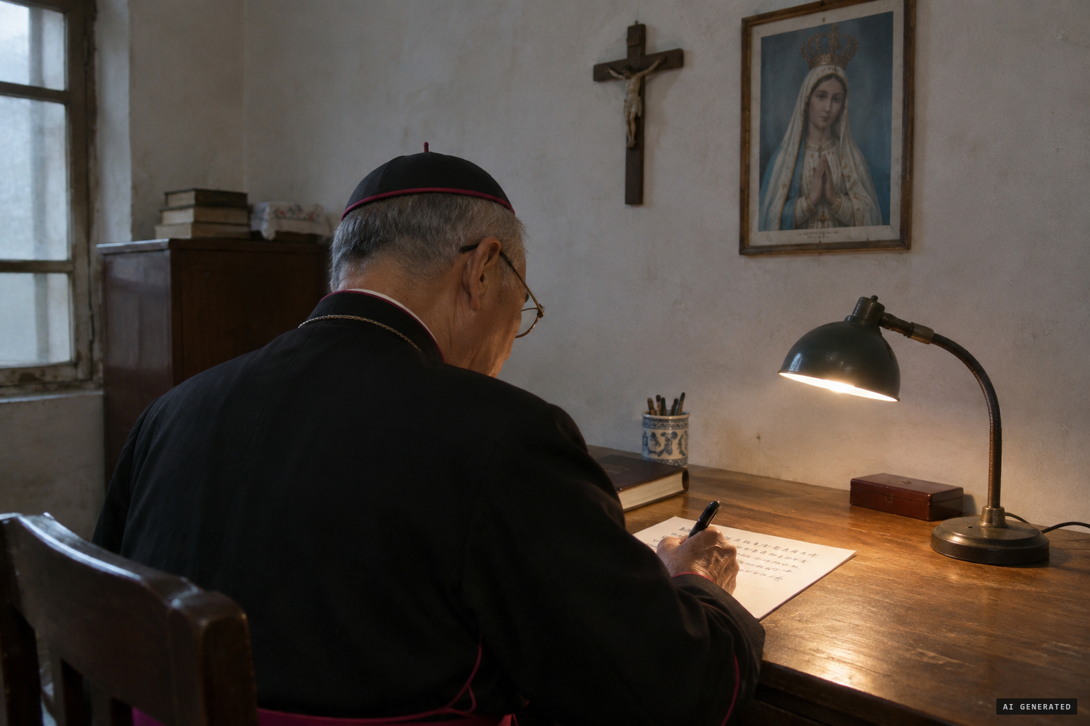 Bishop Su Zhimin signs a statement of belief