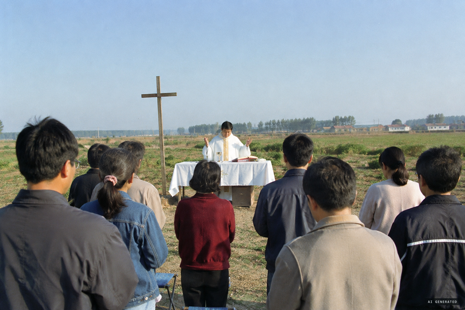 The faithful keep gathering for Mass in the open air