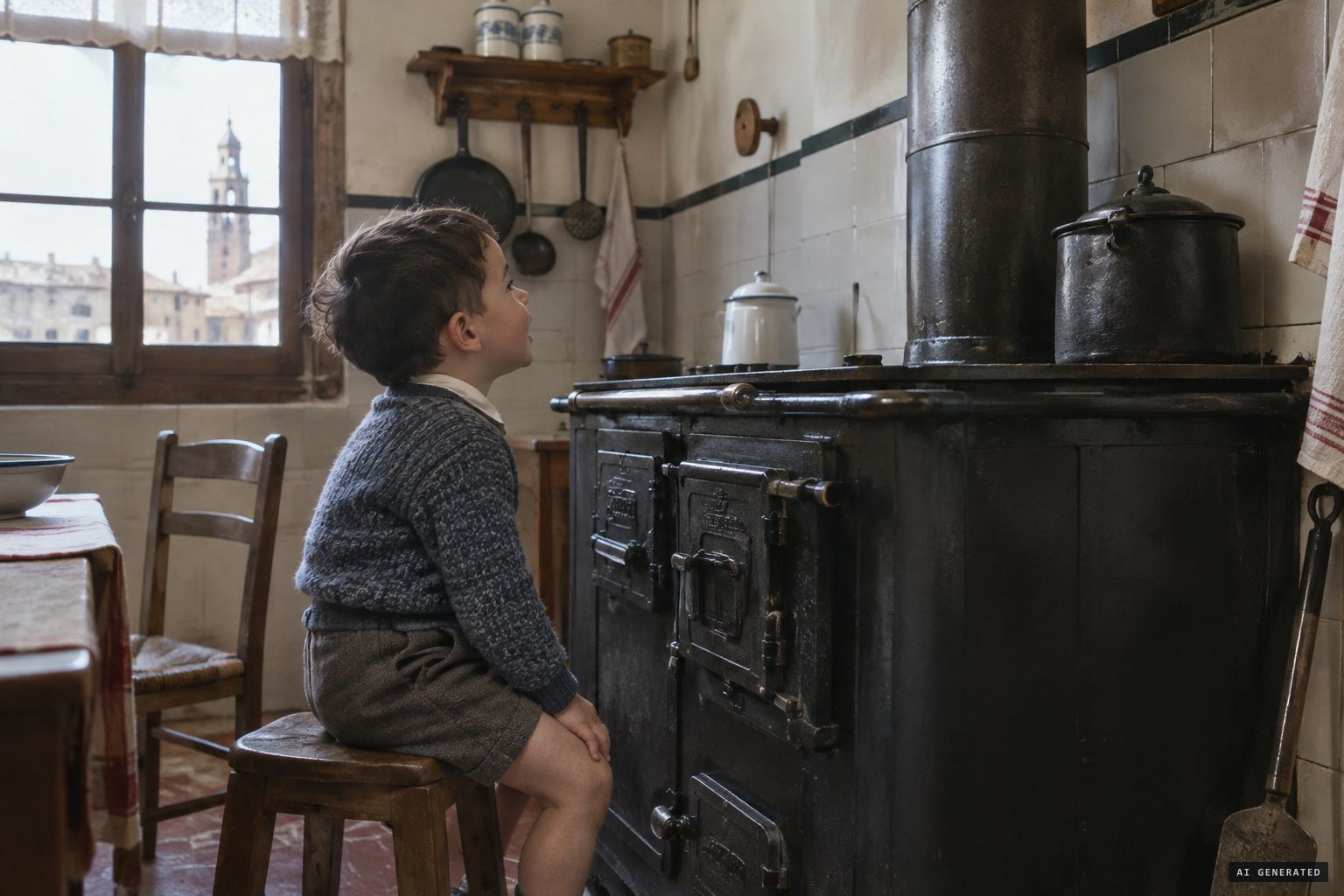 Little Arturo plays riddle games with the voice in the stove
