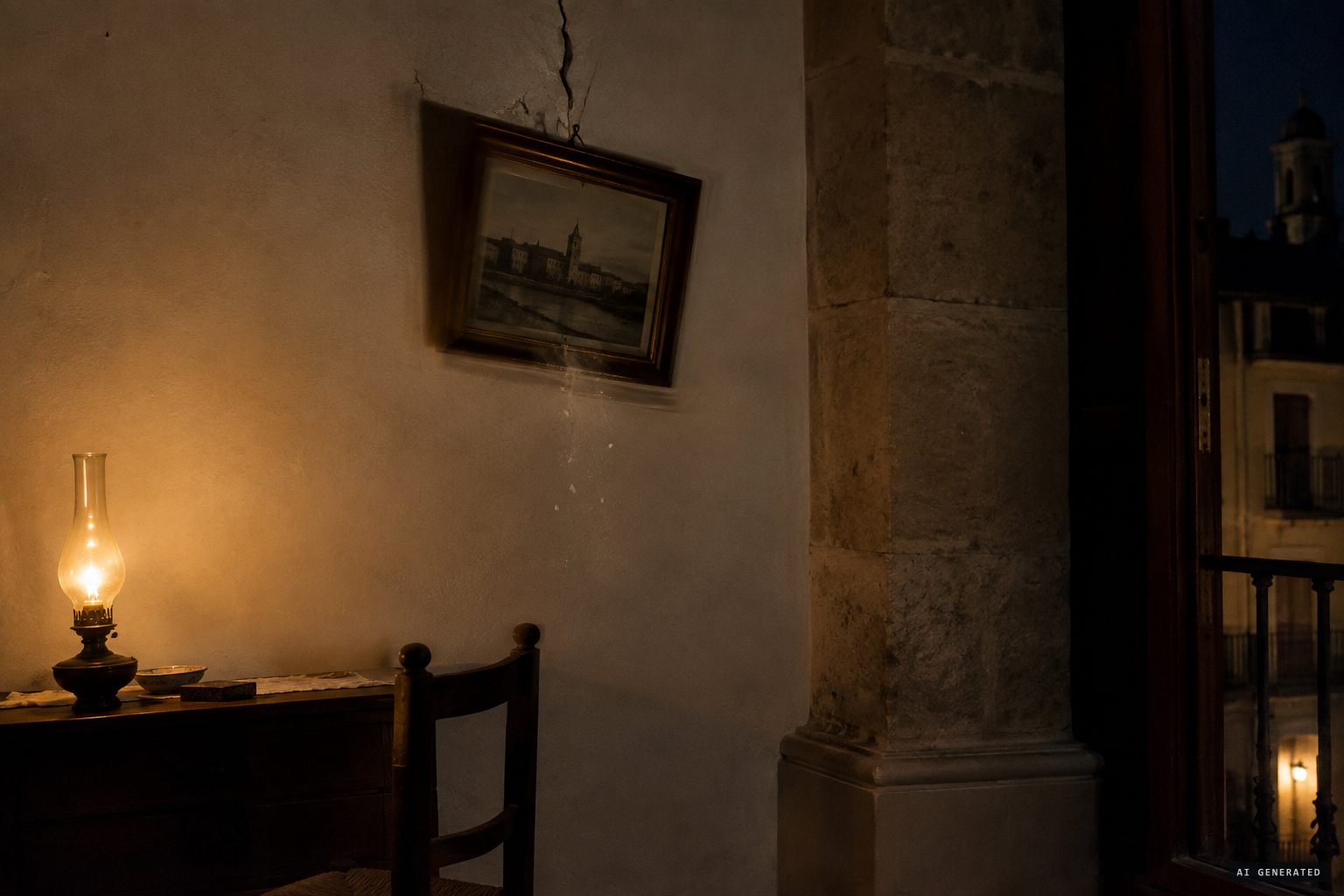 Dry knocks set the walls and pillars vibrating