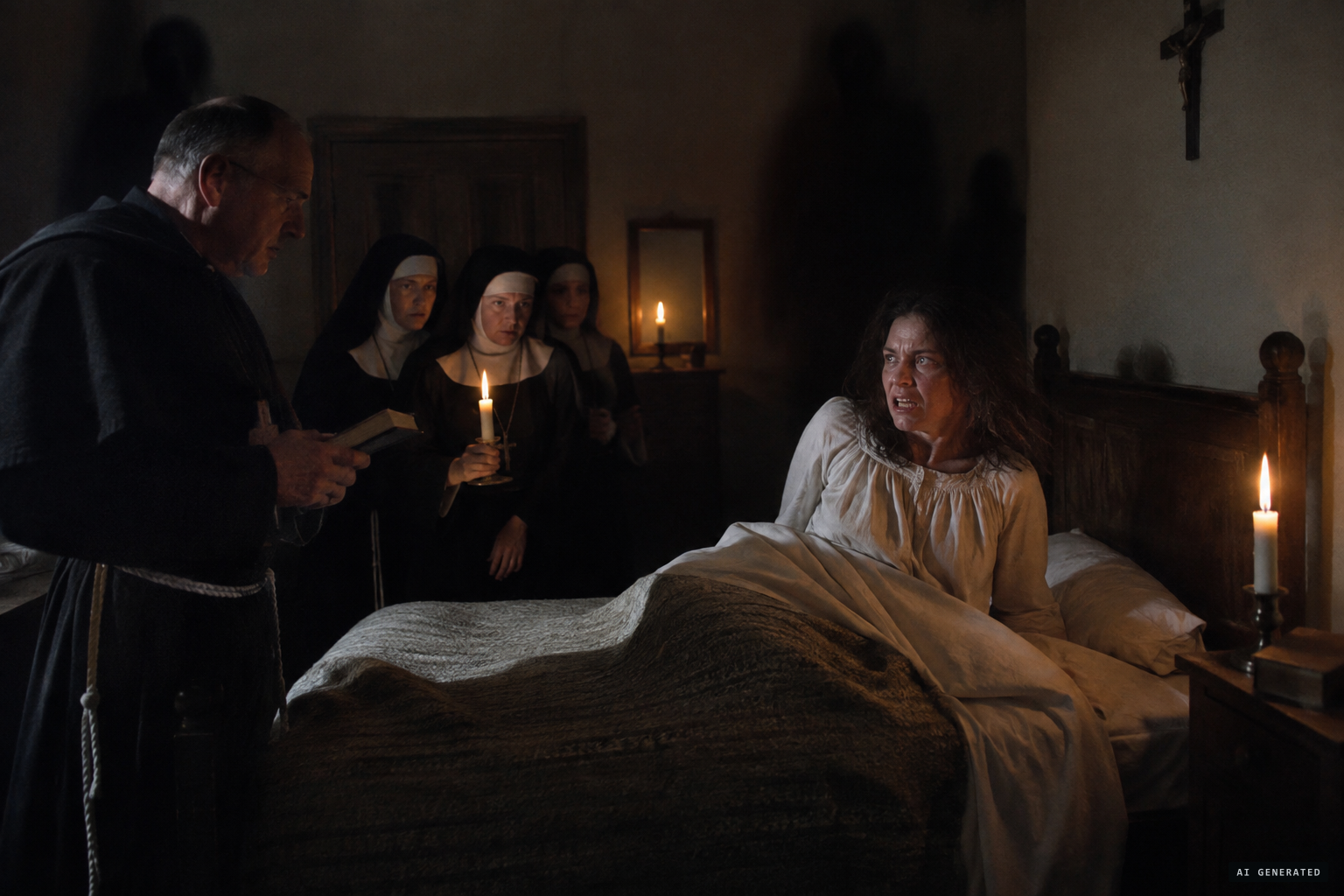 The spirits name themselves: Beelzebub, Judas, her father Jacob and Mina