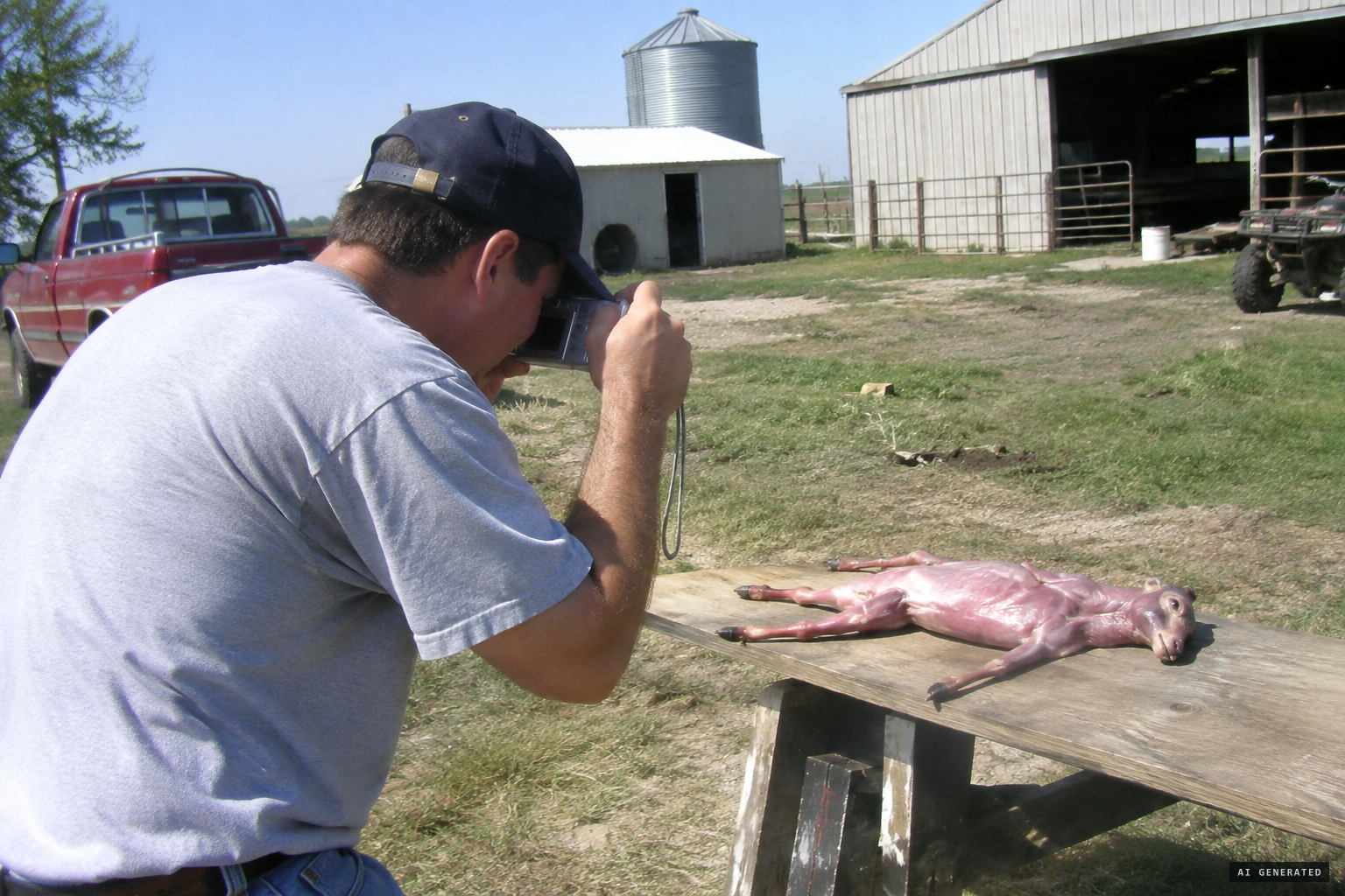 McAnally photographs the carcass