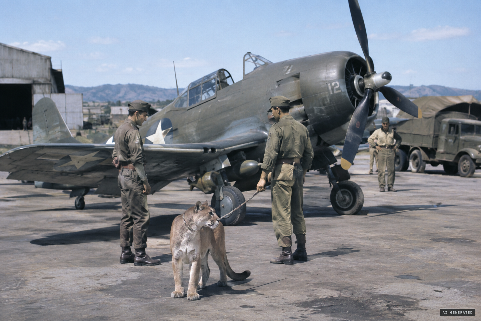 Pumas said to have been kept as mascots at wartime airforce bases
