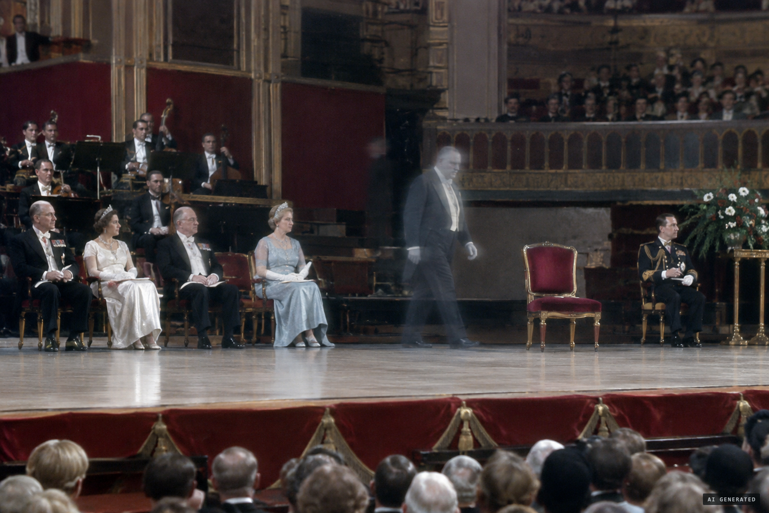 Roberts's vision: he walked across the platform and sat in the empty chair