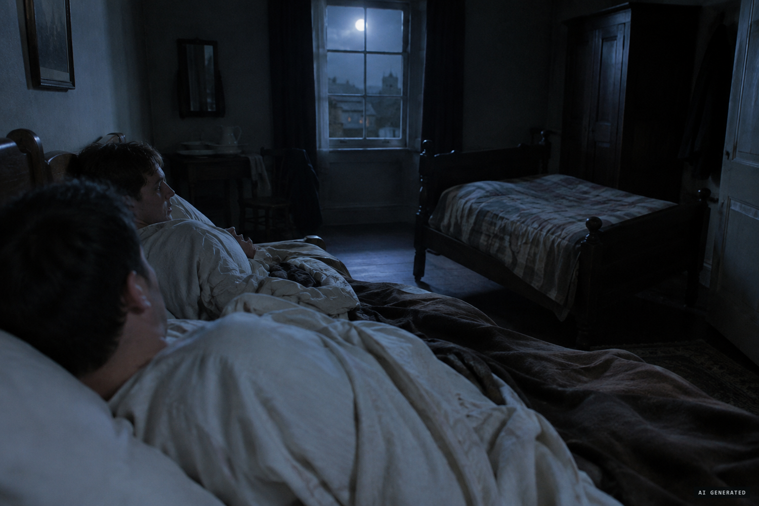 The bedclothes are pulled gently off Randall's bed as the other bed is found rolled out