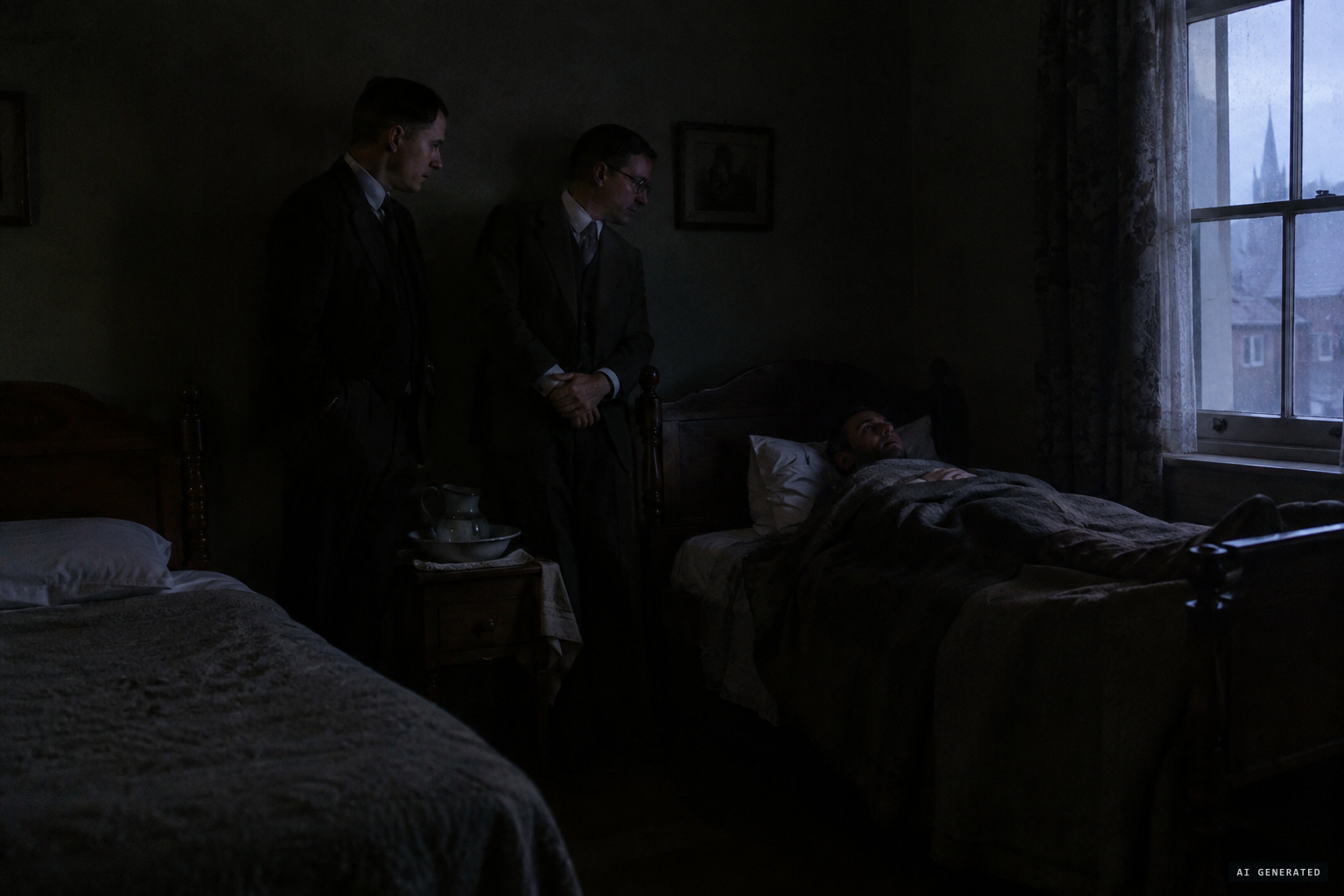 Tapping begins at the foot of Randall's bed, rising to over a hundred raps a minute