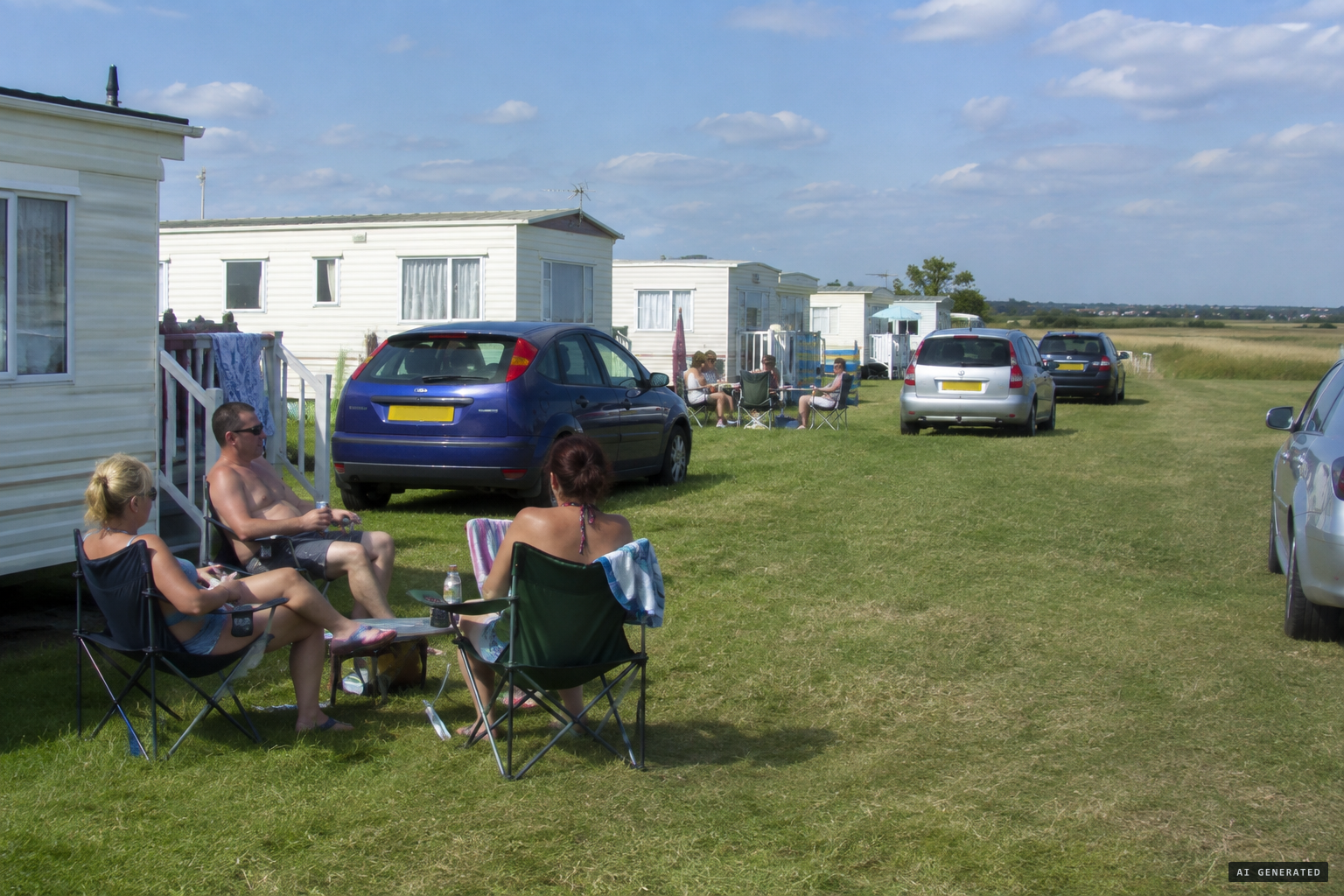 Caravans full of holidaymakers at Earls Hall Farm, St Osyth, on the August bank holiday weekend