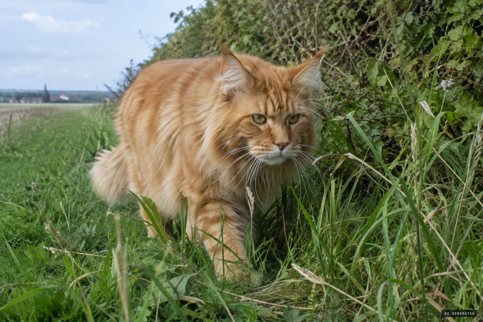 Teddy Bear, a ginger Maine Coon that hunted in the same fields