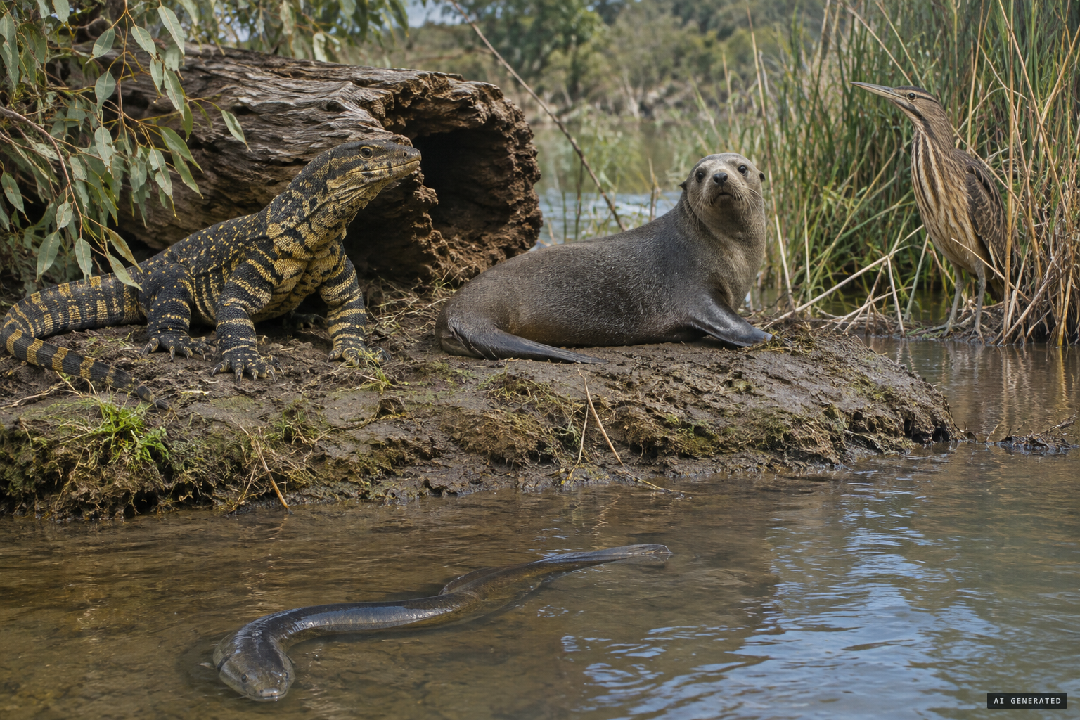 Suggested culprits: seal, lace monitor, eel and bittern