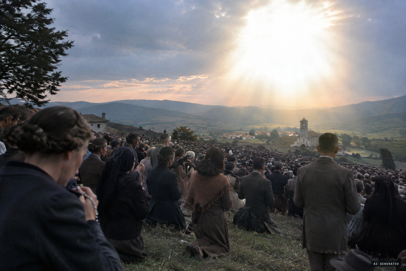The sixth day: a great brightness appears to the praying crowd