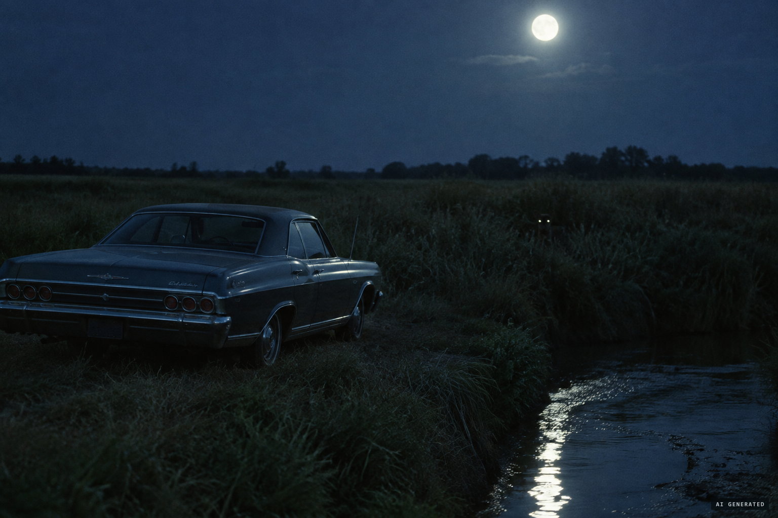 Cars, lovers' lanes, creeks: two bright eyes in the grass