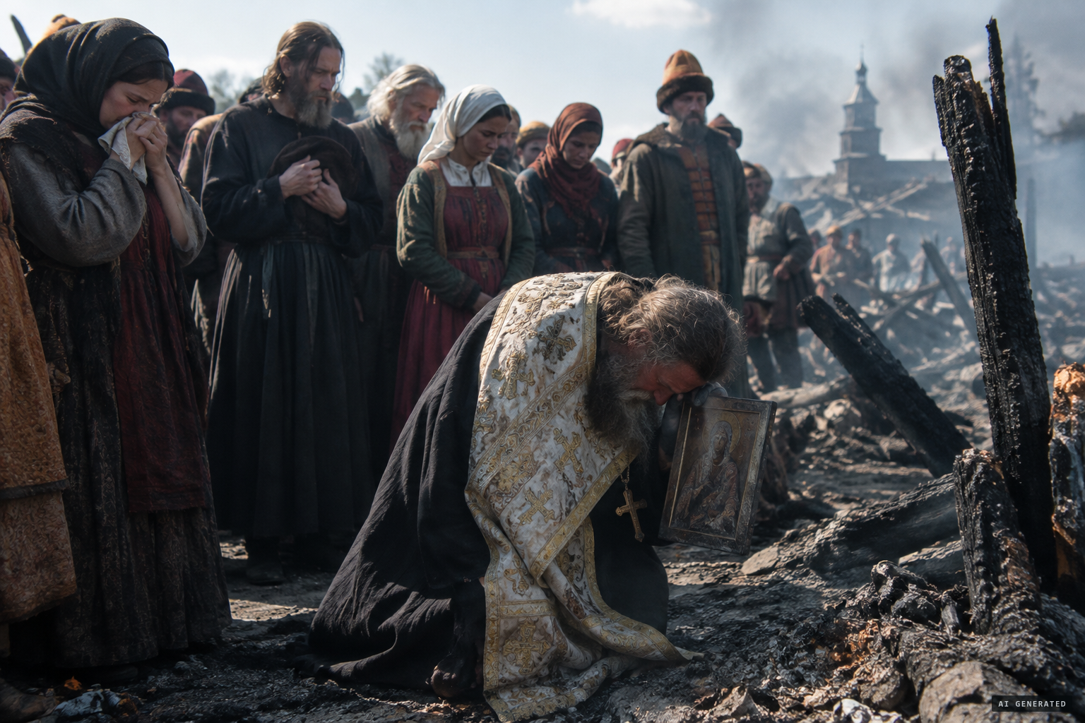 Hermogenes weeps and venerates the icon