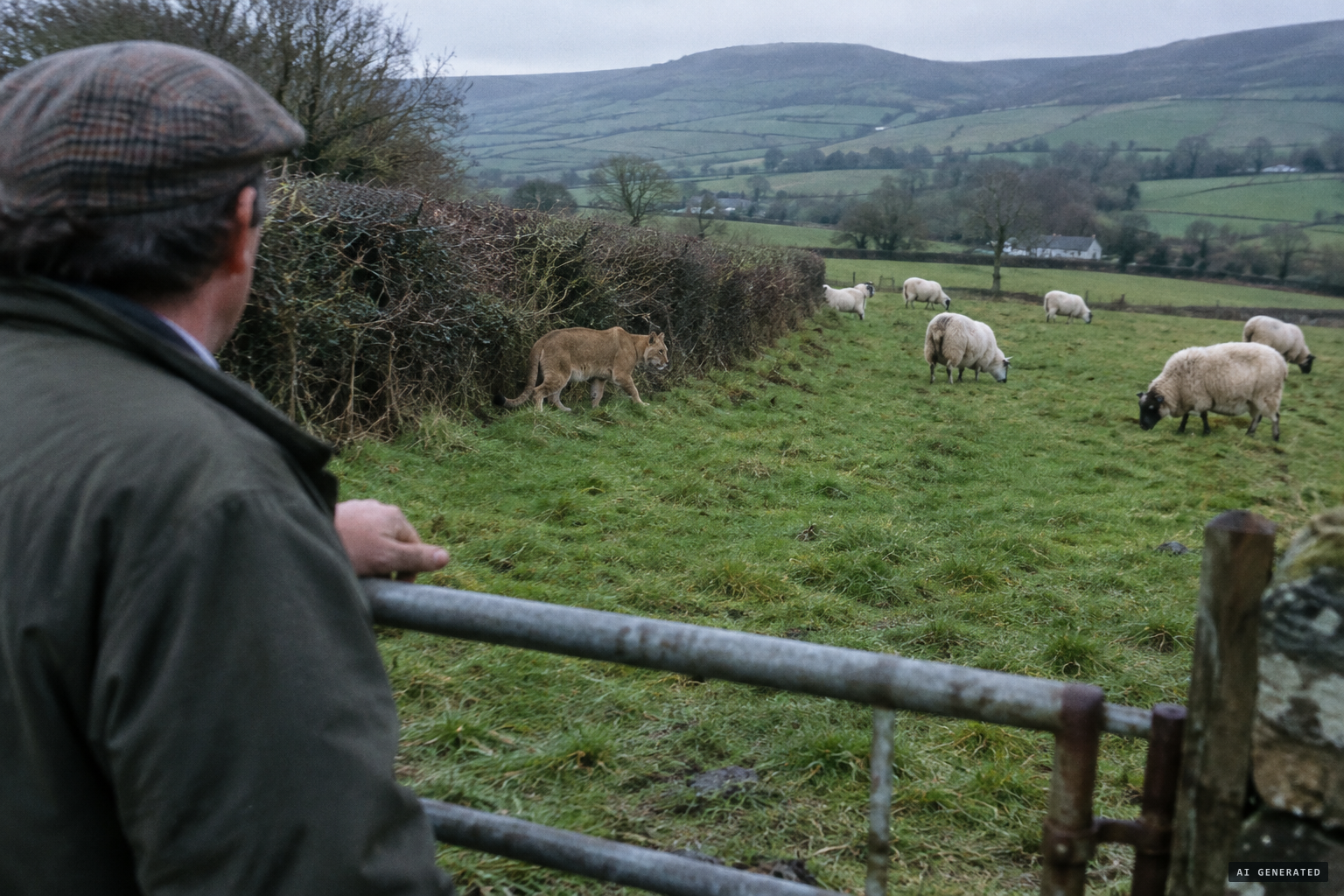 The 'lion cub' seen prowling close to sheep near Fintona