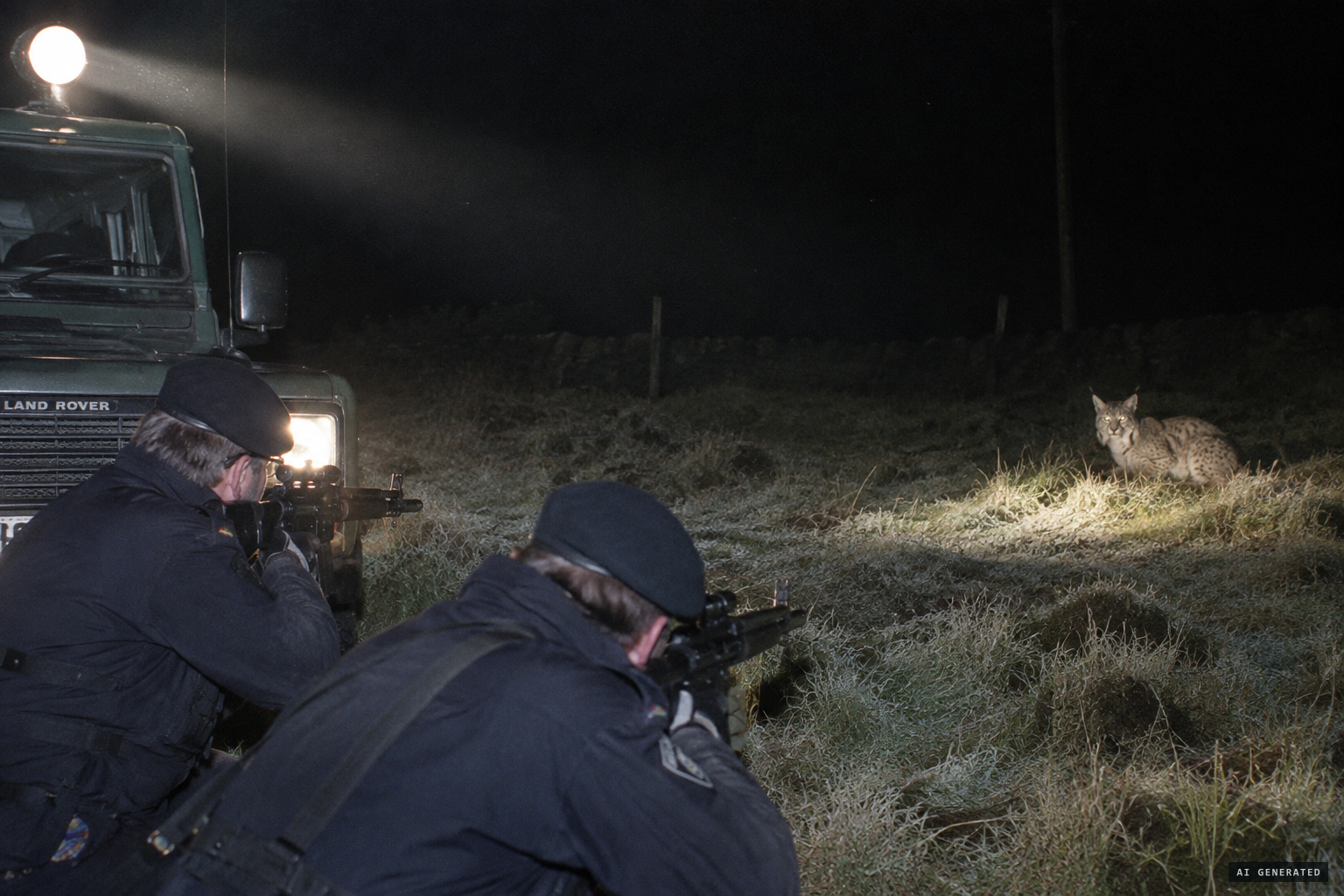 Near midnight, police marksmen confront a second animal on Garvallagh Road