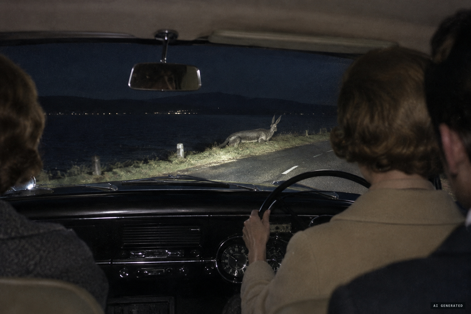 Maureen Ford sees a long grey shape with pointed ears beside the road
