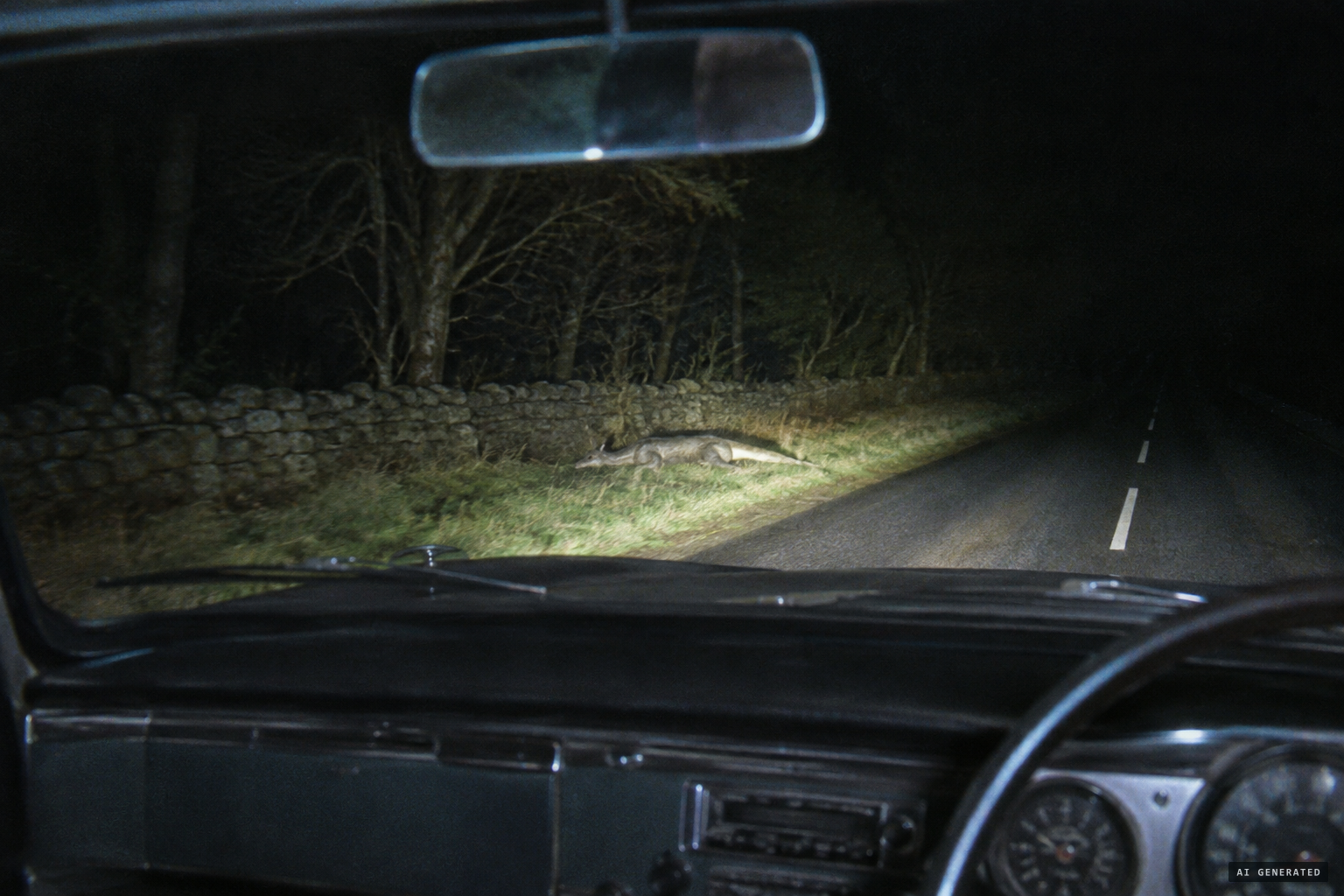 Robert Swankie's headlights pick out the creature on the other side of the road